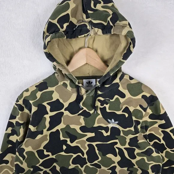 Adidas Camo Fade Hoodie Mens Size Small Trefoil Dip Dyed Grunge Hip Hop Y2K - Picture 3 of 11